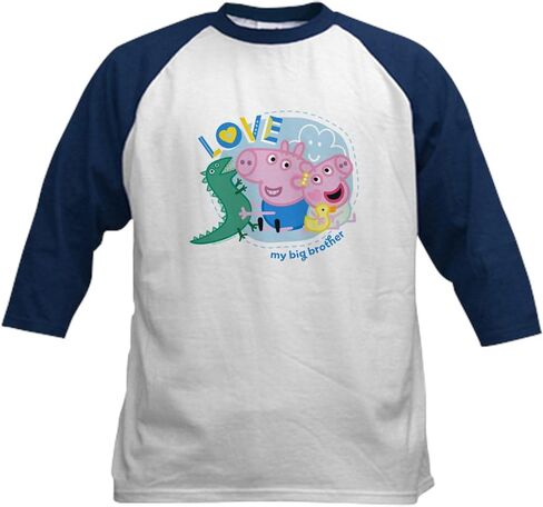 CafePress Peppa Pig: Love My Big Brother Kids Baseball T Shirt Kids Cotton Baseball Jersey, 3/4 Raglan Sleeve Shirt in Kuwait