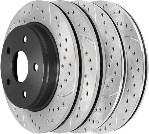 AutoShack Black Hat Drilled and Slotted Brake Rotors Front and Rear Brake Rotor Replacement Kit for 2002-2018 Ram 1500 2004-2009 Dodge Durango 2007-2009 Chrysler Aspen 3.6L 4.7L 5.7L PR63007PR63008 in Kuwait