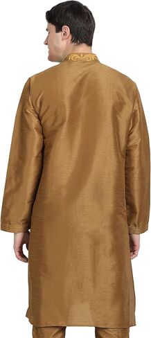 Skavij Men's Art Silk Kurta Top Indian Wedding Shirt Long Long Freshive Party Dress in Saudi Arabia