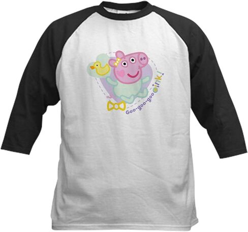 Cafepress Peppa Pig: Goo Goo Oink Kids Baseball T Shirt Kids Cotton Baseball Jersey ، 3/4 Raglan Sleeve Shirt in Kuwait