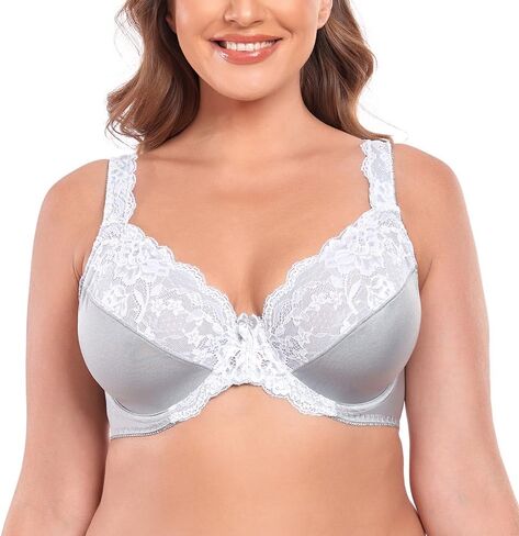 Women's Underwire Full Coverage Lace Bra Plus Size Non Padded Comfort Minimizer in Saudi Arabia