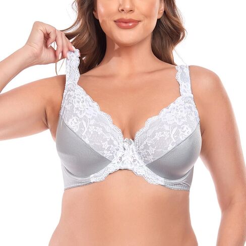 Women's Underwire Full Coverage Lace Bra Plus Size Non Padded Comfort Minimizer in Saudi Arabia
