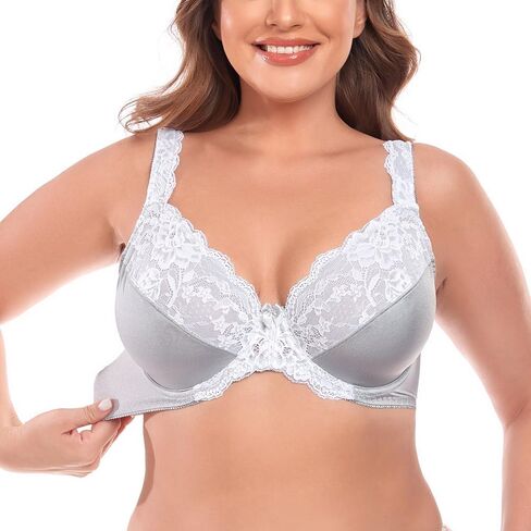 Women's Underwire Full Coverage Lace Bra Plus Size Non Padded Comfort Minimizer in Saudi Arabia