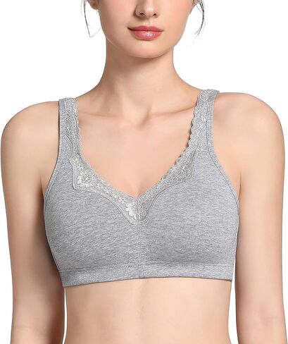 Lemorosy Women's Plus Size Non Padded Cotton Minimizer Wireless Everyday Comfort Bra in Kuwait