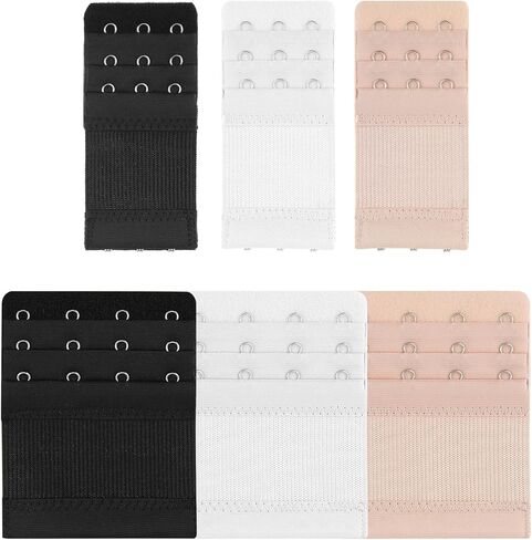 6PCS Bra Extenders 3 Hook/4 Hook Women Elastic Extensions Bra Lady’s Breathing Room Stretchy Brasier Extension Strap Soft and Comfortable (Black White Skin) in Saudi Arabia