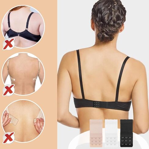 6PCS Bra Extenders 3 Hook/4 Hook Women Elastic Extensions Bra Lady’s Breathing Room Stretchy Brasier Extension Strap Soft and Comfortable (Black White Skin) in Saudi Arabia