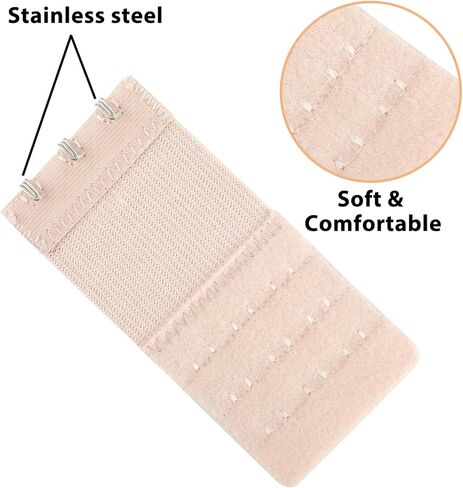 6PCS Bra Extenders 3 Hook/4 Hook Women Elastic Extensions Bra Lady’s Breathing Room Stretchy Brasier Extension Strap Soft and Comfortable (Black White Skin) in Saudi Arabia