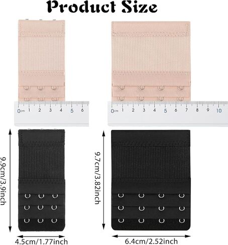 6PCS Bra Extenders 3 Hook/4 Hook Women Elastic Extensions Bra Lady’s Breathing Room Stretchy Brasier Extension Strap Soft and Comfortable (Black White Skin) in Saudi Arabia