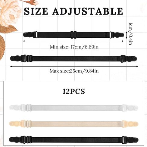 12 PCS Bra Strap Holders for Slipping Bra Holders for Straps Women's Elastic Strap Holder Adjustable Keep Straps in Place Keep from Slipping off Shoulders Non-slip Elastic for Women in Saudi Arabia