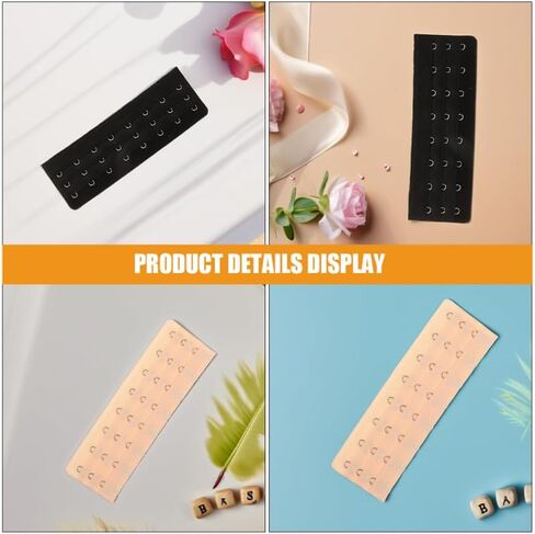 BESPORTBLE WOLING'S BRA Extensions 8 HOOK 3 صفوف ، تمديد حزام خلفي مرن (أسود ، بيج) in Saudi Arabia