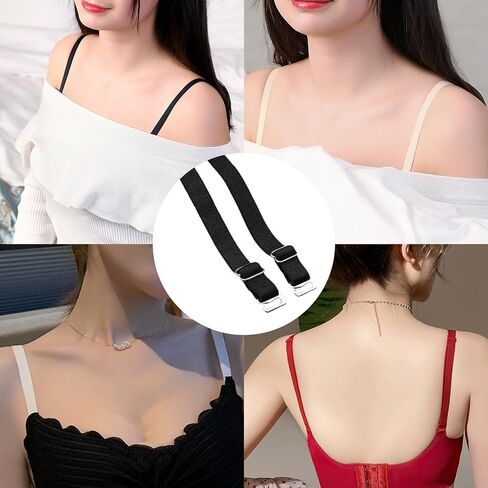 BOROLA Elastic Adjustable Removable Lingerie Straps 10mm Width Cotton Replacement Sexy Bra Shoulder Strap(4Pairs,Red) in Kuwait