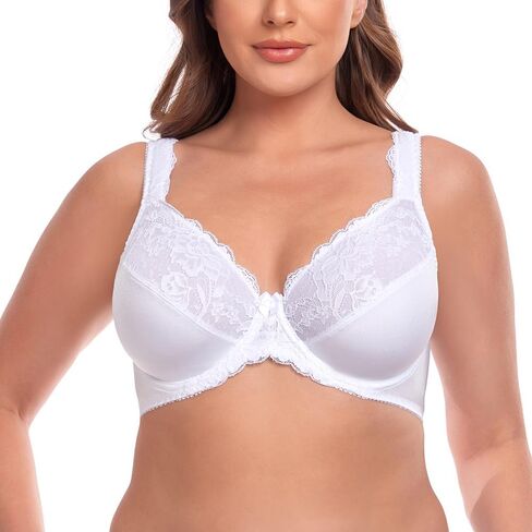Women's Underwire Full Coverage Lace Bra Plus Size Non Padded Comfort Minimizer in Saudi Arabia