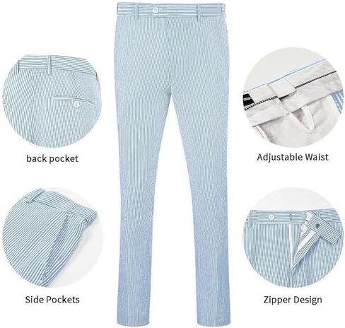 رجال الصيف seersucker slim fit pants رجال القطن محكمة المصاصة بدلة سراويل منفصلة السراويل in Kuwait