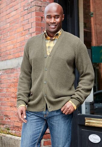 KingSize Men's Big & Tall Shaker Knit V-Neck Cardigan Sweater in Saudi Arabia