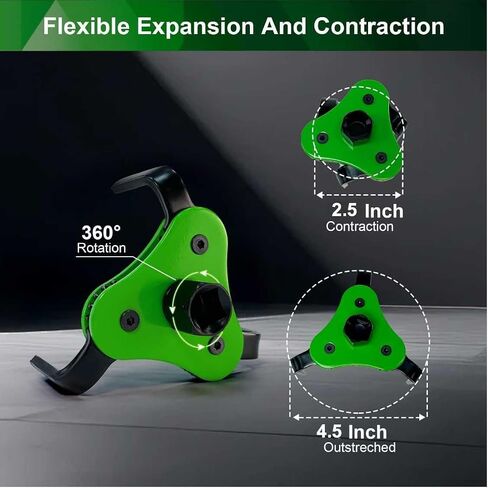 Universal Heavy Duty Oil Filter Wrench - Adjustable 3 Jaw Grip (2.5" to 4.5") for Car, Truck, SUV, Motorcycle, Carbon Steel Oil Filter Removal Tool in Saudi Arabia