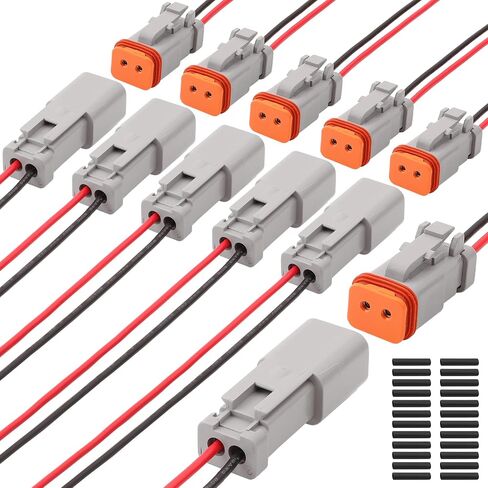 Deutsch Connector Waterproof, 18 AWG DT Automotive Electrical Connector Male and Female Wire Connectors for Car Truck Boat, Dt Connector (2 Pin 6 Kits) in Kuwait
