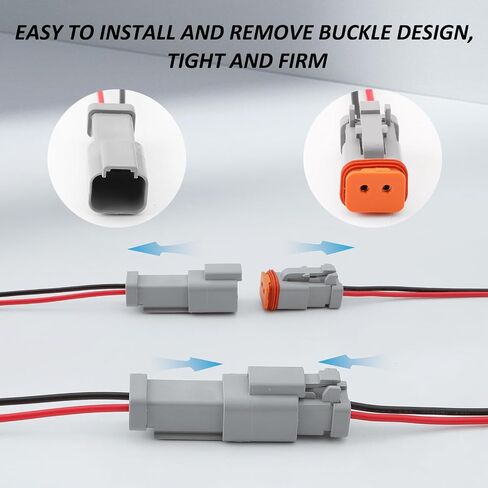 Deutsch Connector Waterproof, 18 AWG DT Automotive Electrical Connector Male and Female Wire Connectors for Car Truck Boat, Dt Connector (2 Pin 6 Kits) in Kuwait