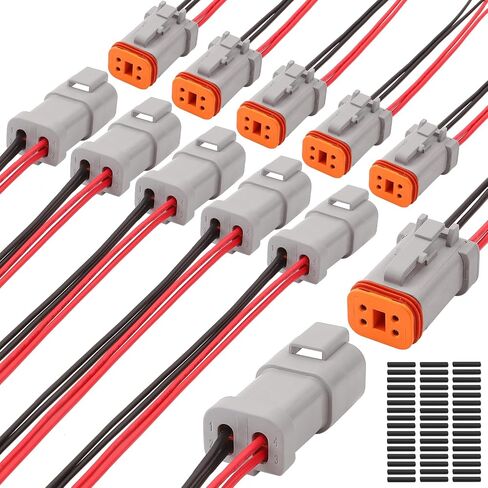 Deutsch Connector Waterproof, 18 AWG DT Automotive Electrical Connector Male and Female Wire Connectors for Car Truck Boat, Dt Connector (2 Pin 6 Kits) in Saudi Arabia