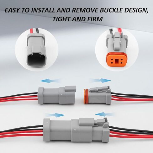 Deutsch Connector Waterproof, 18 AWG DT Automotive Electrical Connector Male and Female Wire Connectors for Car Truck Boat, Dt Connector (2 Pin 6 Kits) in Saudi Arabia