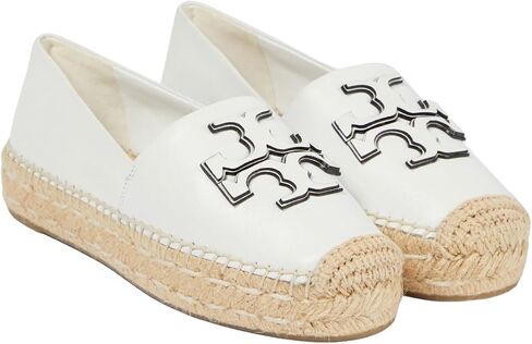 Tory Burch Women's INES Leather Platform Espadrilles Shoes Gardenia Ivory in Saudi Arabia