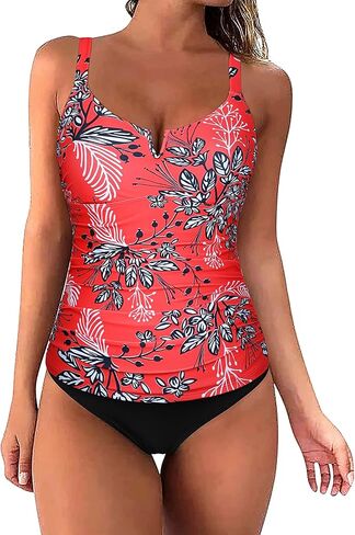 Hilor Women's Underwire Tankini Tops Ruched Slimming Bathing Suit Top Swimsuit Tummy Control Swim Top Swimwear Only in Kuwait