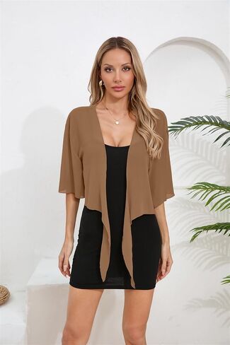 TASAMO Women's 2025 Summer Lightweight Short Bolero Cardigan Shrug Sheer Tie Front Top 3/4 Sleeve Jacket for Dress in Kuwait