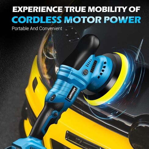 Cordless Buffer Polisher with 2×2000mAh Battery, 10000RPM 1600W High Power Car Polishing Kit with 6 Variable Speed, 23PCS Polishing Accessories for Car Polishing Waxing Detailing in Kuwait