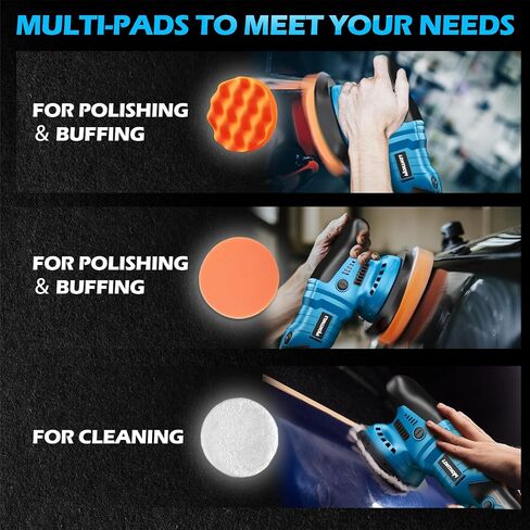 Cordless Buffer Polisher with 2×2000mAh Battery, 10000RPM 1600W High Power Car Polishing Kit with 6 Variable Speed, 23PCS Polishing Accessories for Car Polishing Waxing Detailing in Kuwait