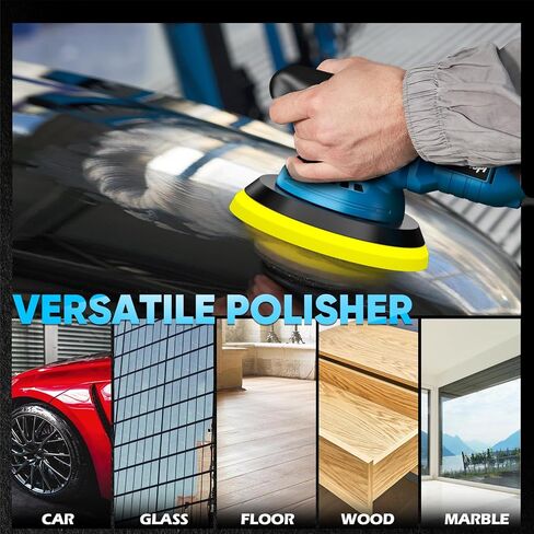Cordless Buffer Polisher with 2×2000mAh Battery, 10000RPM 1600W High Power Car Polishing Kit with 6 Variable Speed, 23PCS Polishing Accessories for Car Polishing Waxing Detailing in Kuwait
