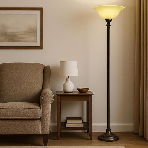 LIGHTACCENTS غطاء مصباح زجاجي كهرماني مرمري بديل لمصابيح الأرضية - ظلال مصابيح لمصابيح الأرضية ذات قاعدة متوسطة مقبس E26 - غطاء مصباح أرضي - مصباح أرضي بديل غطاء مصباح زجاجي (كهرماني) in Kuwait