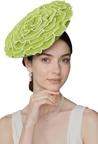 Coucoland Fascinators Hats for Women - Tea Party Cocktail Kentucky Fascinator Multilayer Flat Derby Hat مع Pearl for Party in Kuwait