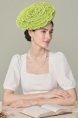 Coucoland Fascinators Hats for Women - Tea Party Cocktail Kentucky Fascinator Multilayer Flat Derby Hat مع Pearl for Party in Kuwait