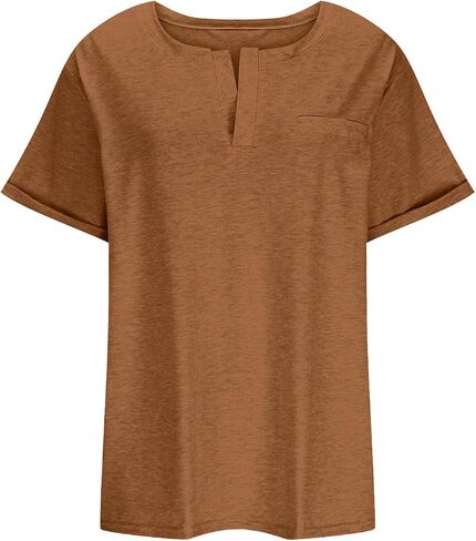Plus Size V Neck T Shirts Women Summer Short Sleeve Tops Casual Loose Soft Tee Shirt Solid Basic Holiday Tunic Blouse in Saudi Arabia