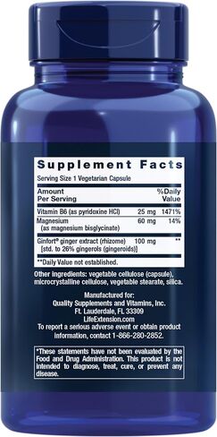 Life Extension Daily PMS Relief, Menstrual Comfort Supplement, PMS-Related Cramps, Lower Back discomfort, Mood, Ginger, Magnesium, B6, Gluten-Free, Non-GMO, 60 Capsules in Saudi Arabia