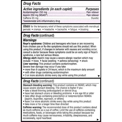 Pamprin Max Pain + Energy ، تخفيف آلام الحيض ، الأسيتامينوفين ، الأسبرين (NSAID) ، الكافيين ، 24 كابليت in Kuwait