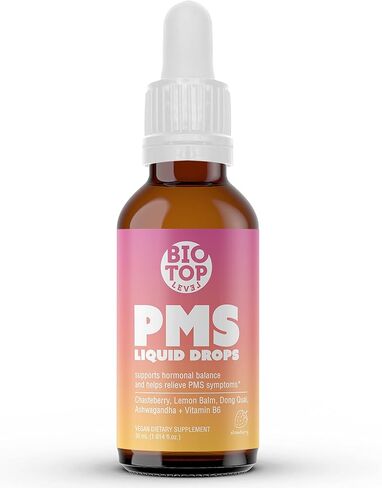 PMS هرمون الهرمونات التوازن بين القطرات السائلة ، تشنجات الحيض ، الانتفاخ ، وتخفيف المزاج مع chasterberry ، فيتامين B6 ، بلسم الليمون ، دونغ كاي ، آشواغاندا ، خالية من السكر ، 1 فلوريدا أوقية in Kuwait