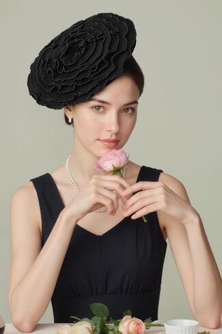 Coucoland Fascinators Hats for Women - Tea Party Cocktail Kentucky Fascinator Multilayer Flat Derby Hat مع Pearl for Party in Kuwait