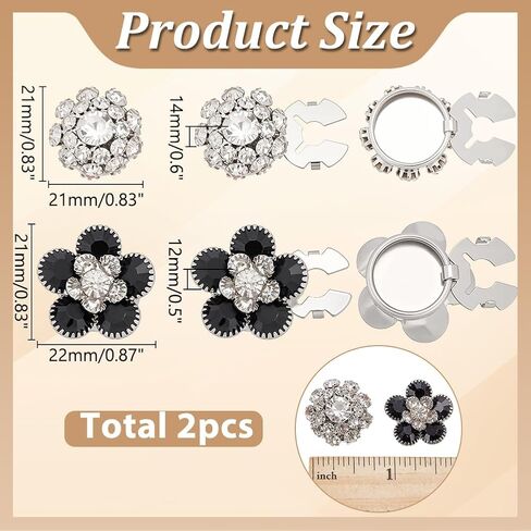 WADORN 2 أنماط أغطية زر RHINESTONE ، الزهرة النحاسية CUFFLINKS CUFFLINKS RHINESTONE CUFFLINKS الزفاف قمصان جينز جولة الأزرار in Saudi Arabia