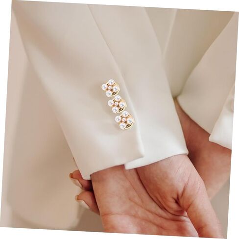 2pcs أزرار أكمام أزرار أكمام لؤلؤة مع تصميم زهرة ديكور أزرار مجوهر in Saudi Arabia