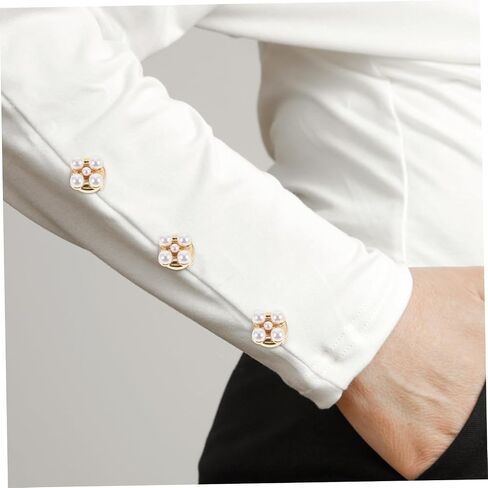 2pcs أزرار أكمام أزرار أكمام لؤلؤة مع تصميم زهرة ديكور أزرار مجوهر in Saudi Arabia