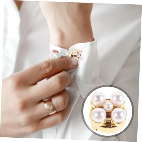 2pcs أزرار أكمام أزرار أكمام لؤلؤة مع تصميم زهرة ديكور أزرار مجوهر in Saudi Arabia