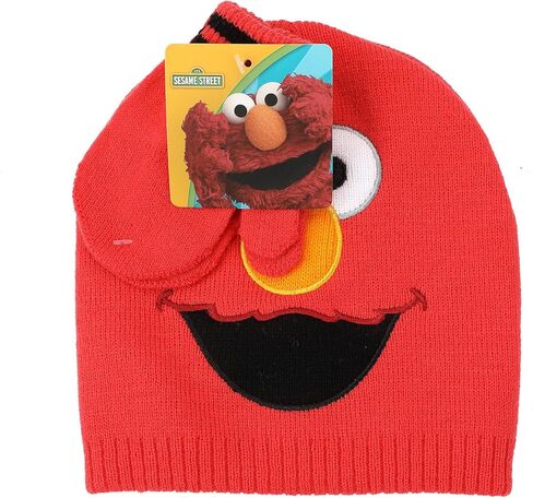 Sesame Street Elmo Face 2-Piece Toddler Beanie & Magic Mittens Set in Saudi Arabia