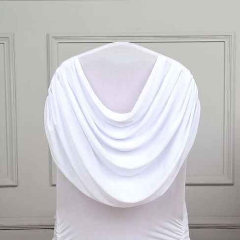 Efavormart 10 PCS White Chair Covers Spandex Stretch Banquet Chair Covers for Party Dining Wedding W/Ruched Swag Back W/Foot Pockets Washable Slipcovers for Outdoor Events in Saudi Arabia