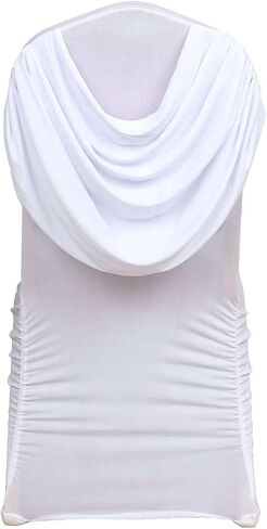 Efavormart 10 PCS White Chair Covers Spandex Stretch Banquet Chair Covers for Party Dining Wedding W/Ruched Swag Back W/Foot Pockets Washable Slipcovers for Outdoor Events in Saudi Arabia