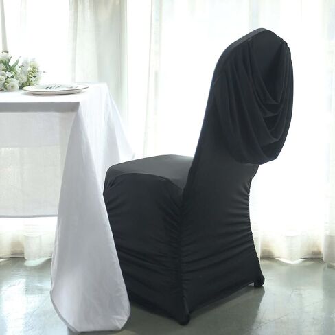Efavormart 10 PCS White Chair Covers Spandex Stretch Banquet Chair Covers for Party Dining Wedding W/Ruched Swag Back W/Foot Pockets Washable Slipcovers for Outdoor Events in Saudi Arabia
