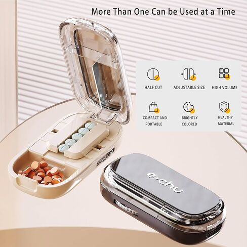 Pill Cutter Splitter for Small and Tiny Pills - Adjustable Pill Splitter with Centering Device for Cutting Multiple Pills, Accurate Alignment and Easy to Use (Beige) in Saudi Arabia