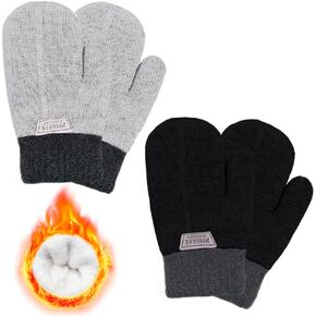 2 Pairs Kids Mittens Fleece Winter Gloves for Boys Girls Children Warm Knitted Snow Gloves for 3-7 Years in Saudi Arabia