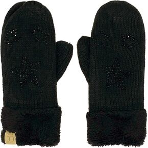 CC Kids Ages 4 to 7 Thick Fuzzy Fleeced Lined Matching Winter Mittens Gloves (Star Black) in Kuwait