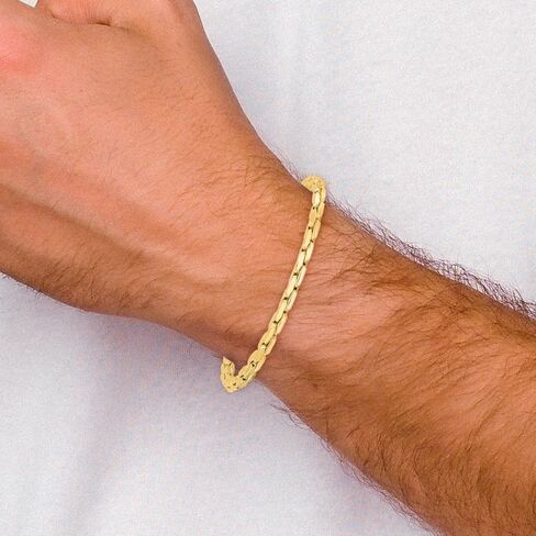 14K Yellow Gold 4.5mm Fancy Link Bracelet for Mens 8.5"", AFJ-QG-GB283-8.25-MG in Saudi Arabia