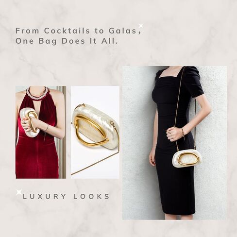 Clutch Purses for Women with Detachable Chain Gold Clasp Box Bag Evening Bag Shoulder, Crossbody & Clutch for Party Prom in Saudi Arabia